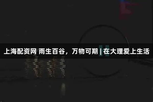 上海配资网 雨生百谷，万物可期 | 在大理爱上生活